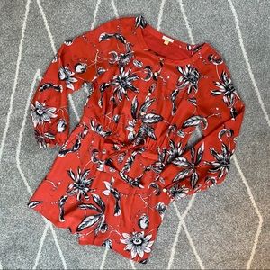 Anthropologie Leifsdottir Red Floral Romper